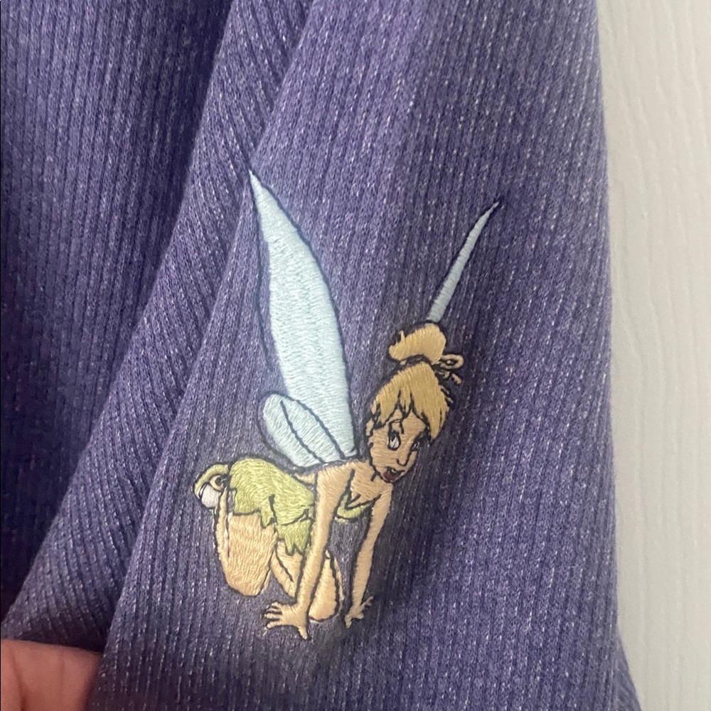 Disney Tinkerbell long sleeve fleece lined top. Wand in front Tinkerbell arm NWT - Picture 2 of 12